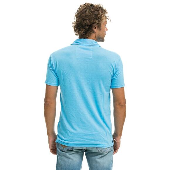 Aviator Nation Men’s Sky Blue Polo Shirt Small Lightweight Logo Cotton Tee - Picture 8 of 15